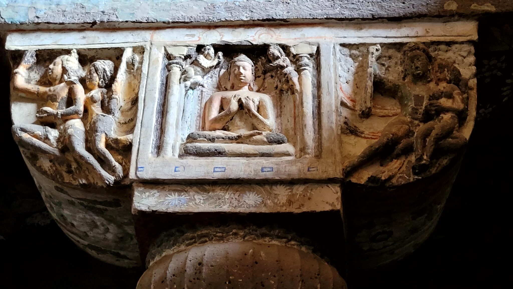 Ajanta Cave 19 buddha on panel